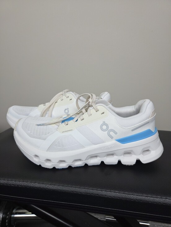 On Running Shoes - On Cloudrunner 2 Womens 8 Running Shoes White Blue Cushion Mesh Sneaker